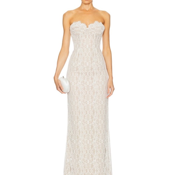 Bronx and Banco Off-Shoulder Lace Bridal Gown in Ivory - Picture 2 of 5